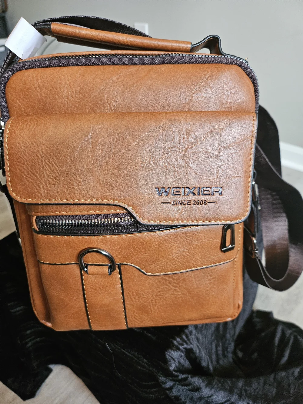 Weixier Men’s Vintage Series Universal Dark Caramel Crossbody Messenger Bag
